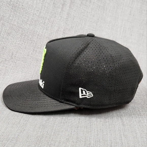 New Era × Monster × Kawasaki Racing Team Black Snap Back Hat - Picture 3 of 8